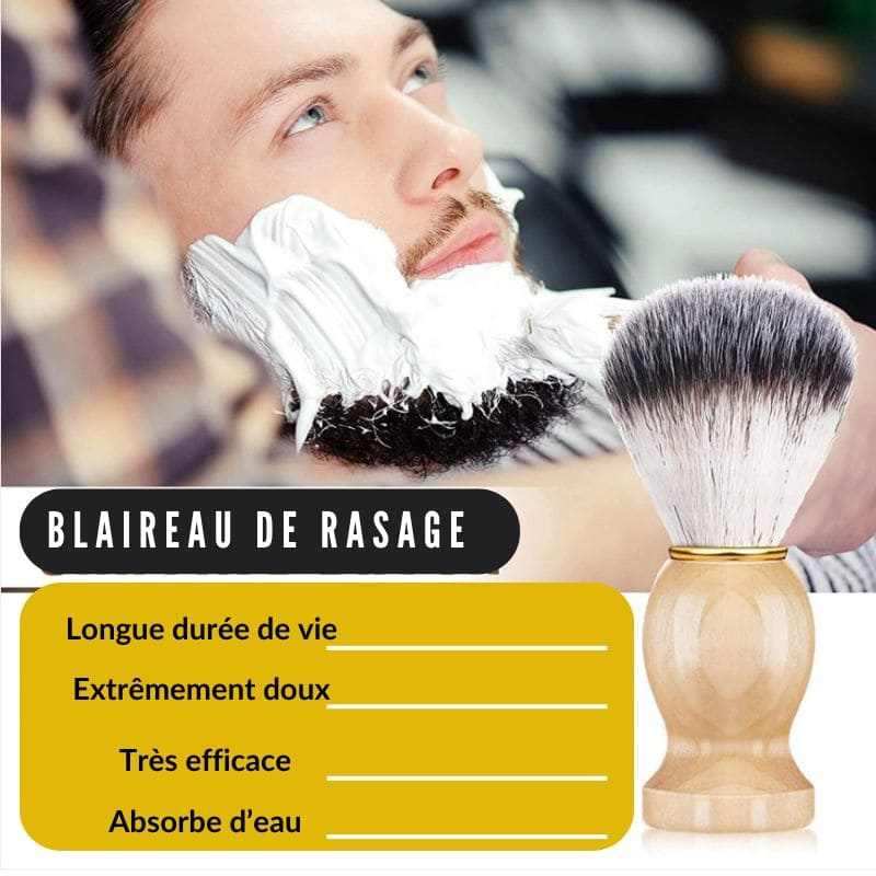 barbier rase son client avec blaireau de rasage  doux